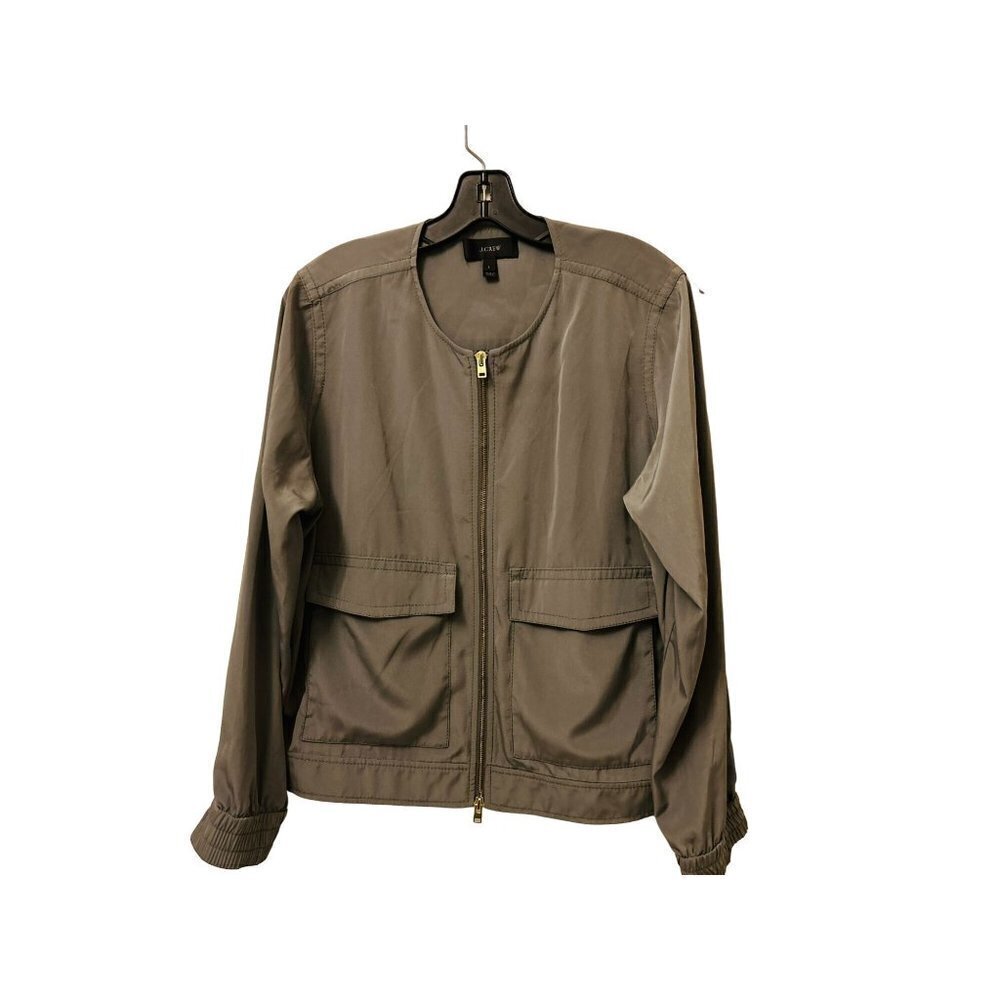 Women's Large Full Zip Bomber jacket J. Crew Sage in Green Color